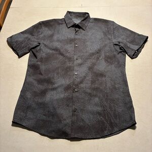 Lululemon Shirt Mens Small Black Snap Button Up Airing Easy Tech Band Collar